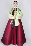 Fototapeta Boho - young woman in korean traditional clothing, hanbok