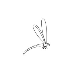 Poster - One continuous line drawing of agile fliers dragonfly for logo identity. Anisoptera animal mascot concept for insect lover club icon. Modern single line draw design vector illustration