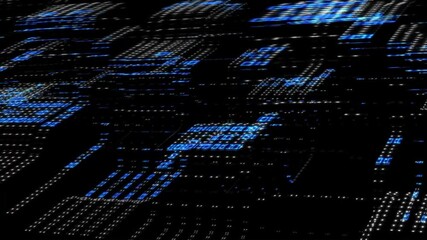 Poster - 3D futuristic data background - varying binary code in blue color mapped onto a surface moving in waves - abstract speed movement of graphic elements