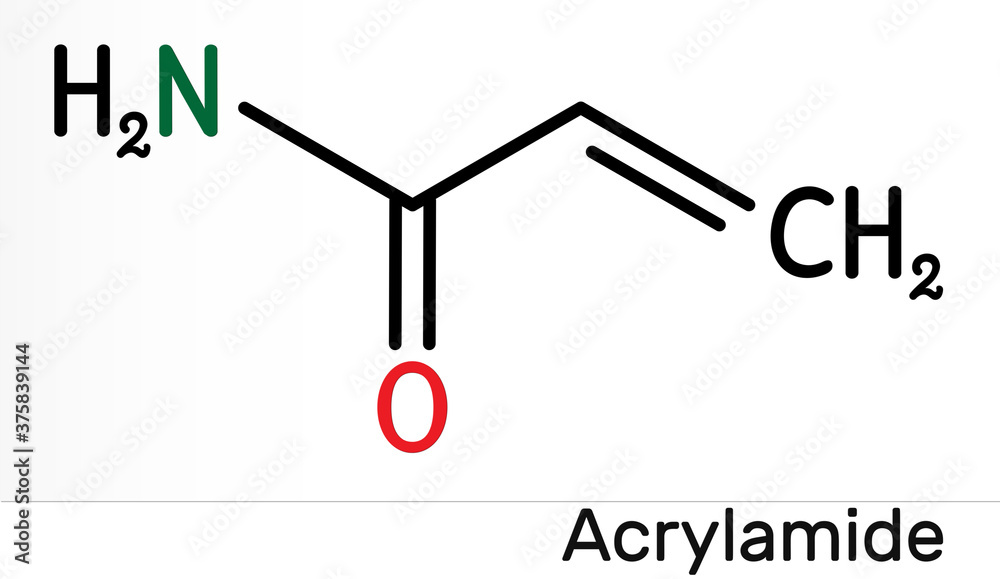 Acrymalide Structure Acrylamide, ACR, acrylic amide molecule. It is as a precursor to ...