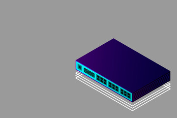 Poster - Isometric Switch with Up link Port Vector Illustration