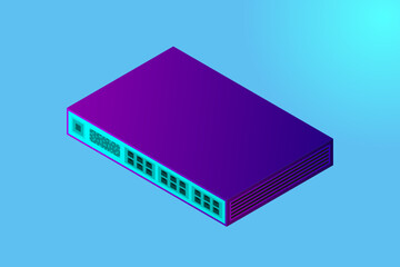 Poster - Isometric Switch with Up link Port Vector Illustration