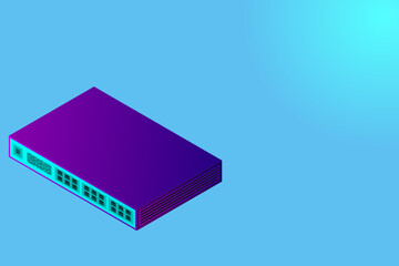 Poster - Isometric Switch with Up link Port Vector Illustration