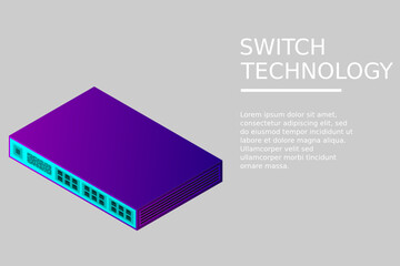 Poster - Isometric Switch with Up link Port Vector Illustration