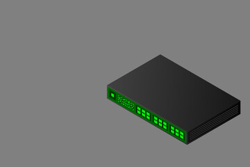 Poster - Isometric Switch with Up link Port Vector Illustration