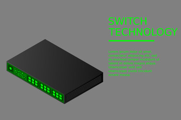 Poster - Isometric Switch with Up link Port Vector Illustration