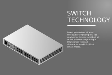 Poster - Isometric Switch with Up link Port Vector Illustration