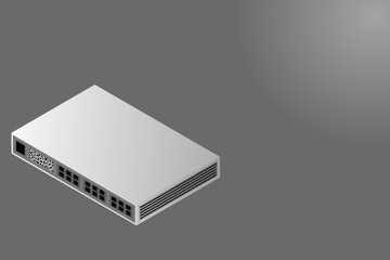 Poster - Isometric Switch with Up link Port Vector Illustration