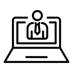 Poster - Business video call icon. Outline business video call vector icon for web design isolated on white background
