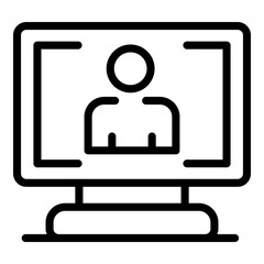 Poster - Online video chat icon. Outline online video chat vector icon for web design isolated on white background