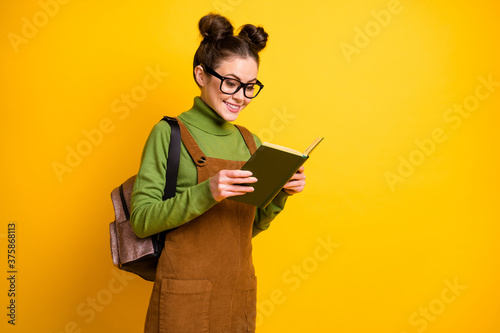 Fotomural Portrait of her she nice attractive cheerful focused intelligent funky girl nerd