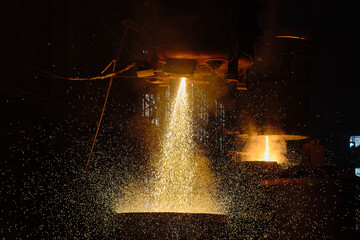 Wall Mural - Metallurgy. Casting ingot. Electric arc furnace shop.