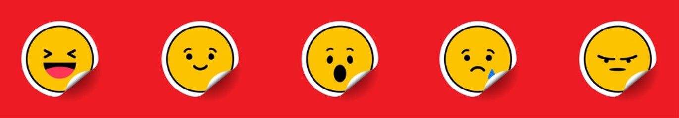 Poster - emoticons. emoticons collection. emojis faces in sticker shape. vector illustration