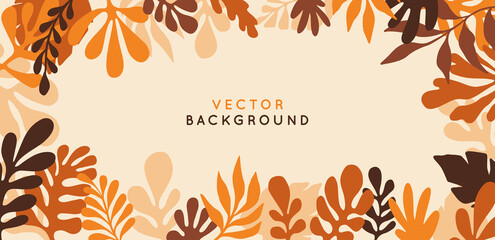 Aufkleber - Vector  horizontal abstract background with copy space for text - autumn sale - bright vibrant banner, poster, cover design template, with yellow and orange leaves