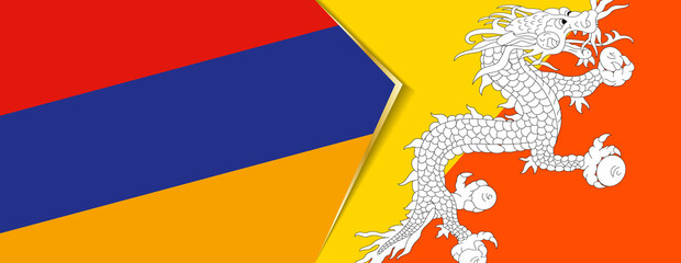 Armenia and Bhutan flags, two vector flags.