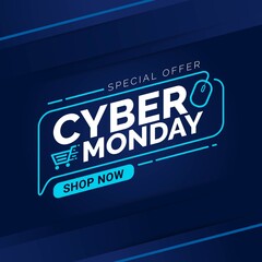 Wall Mural - Cyber Monday sale banner template for business promotion vector illustration