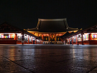 Wall Mural - Tokyo, Japan - 24.2.20: Sensoji in the evening, with very few visitors present