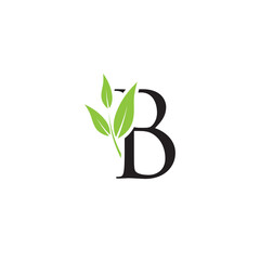 Wall Mural - Letter B nature logo design. Simple minimalist vector template