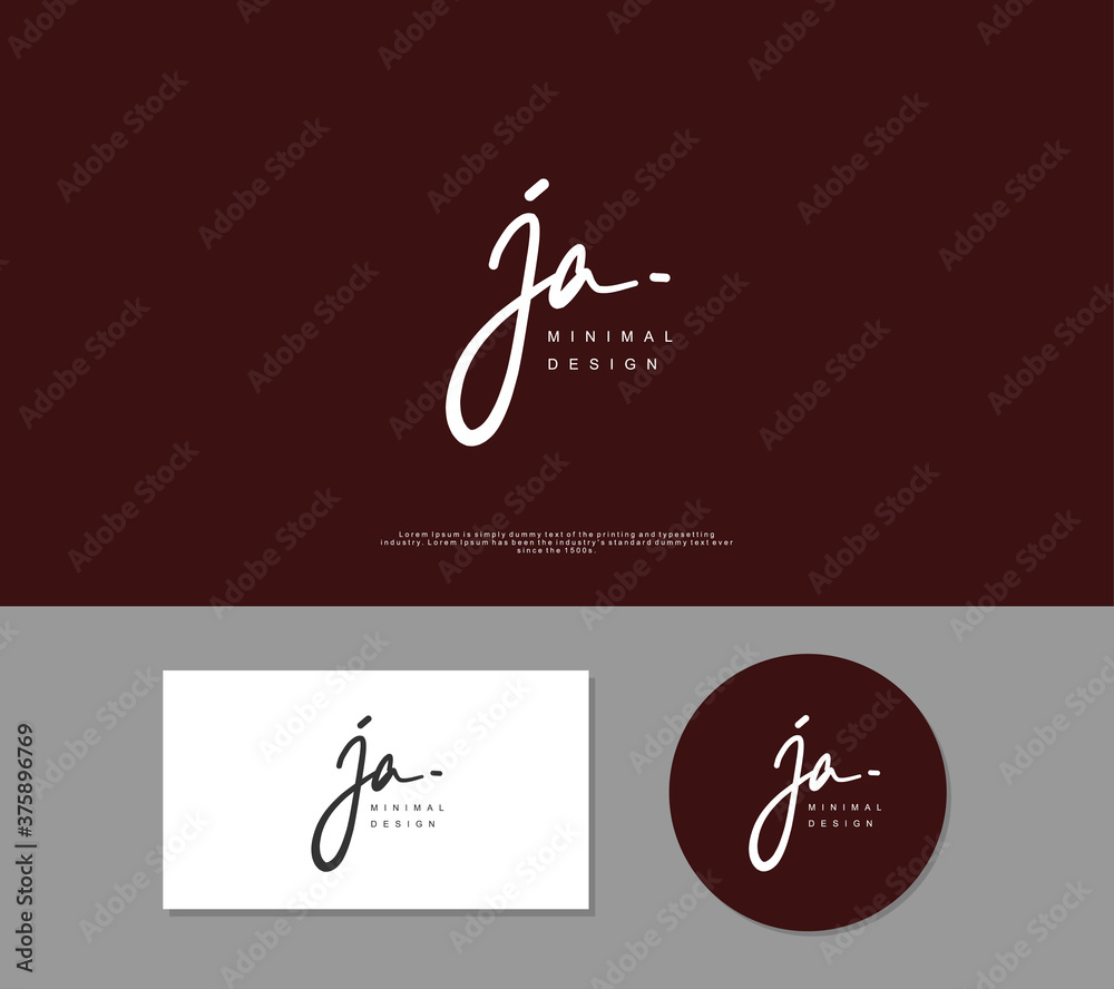 JA Initial handwriting or handwritten logo for identity. Logo with ...
