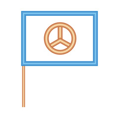 Sticker - flag with peace symbol icon, neon style