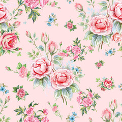 Seamless beautiful pattern for the surface flowers drawn by hand on pape