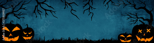 Fotomural HALLOWEEN background banner wide panoramic panorama template -Silhouette of scar