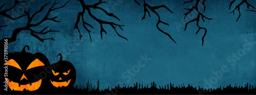 Fotografía HALLOWEEN background banner wide panoramic panorama template -Silhouette of scar