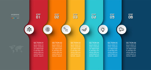 Wall Mural - Semicircle arrow on horizontal infographics design vector graphic art.