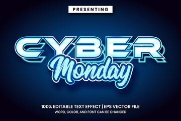 Poster - Cyber monday text effect neon style