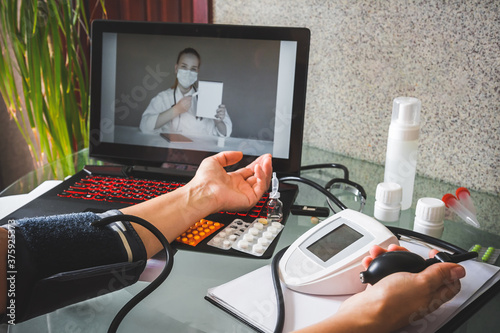 Medicine, telehealth. The doctor conducts a remote consultation, provides online medical assistance. Virtual visit. healthcare providers, digital or virtual engagement, new normal,covid 19