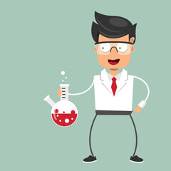 Scientist in Laboratory. Concept for science, medicine and knowledge. Flat vector illustration