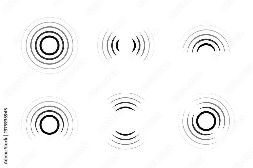 Set of signal icons. Sonar or radar sound waves. Radio waves. Internet connection. - obrazy, fototapety, plakaty 
