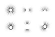 Set of signal icons. Sonar or radar sound waves. Radio waves. Internet connection.
