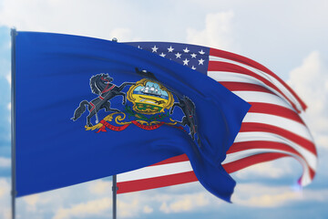 Wall Mural - State of Pennsylvania flag. 3D illustration, flags of the U.S. states and territories