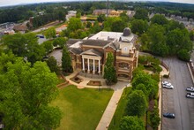 Aerial View Of City Town Hall Building In Duluth, GA