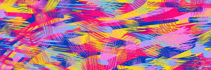 Pop art style background. Yellow, pink and blue color abstract shapeless wavy banner, trendy hipster digital graphic colorful background template