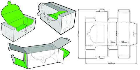 Tissue Box and Die-cut Pattern. The .eps file is full scale and fully functional. Prepared for real cardboard production.