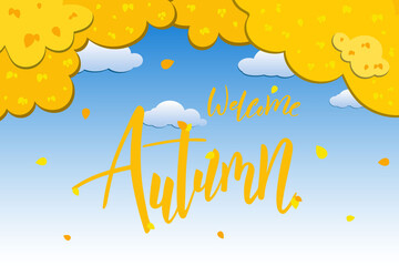 Wall Mural - fall background with hand lettering text