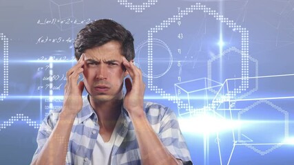 Poster - Man thinking on animate background.