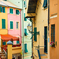 Wall Mural - Old street in Boccadasse district in Genoa