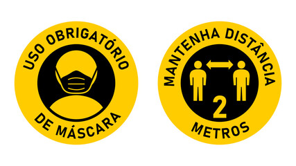 Poster - Set of Round Sticker Signs in Portuguese 