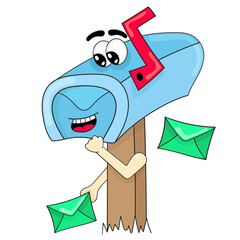 Wall Mural - letter box with cartoon character face illustration
