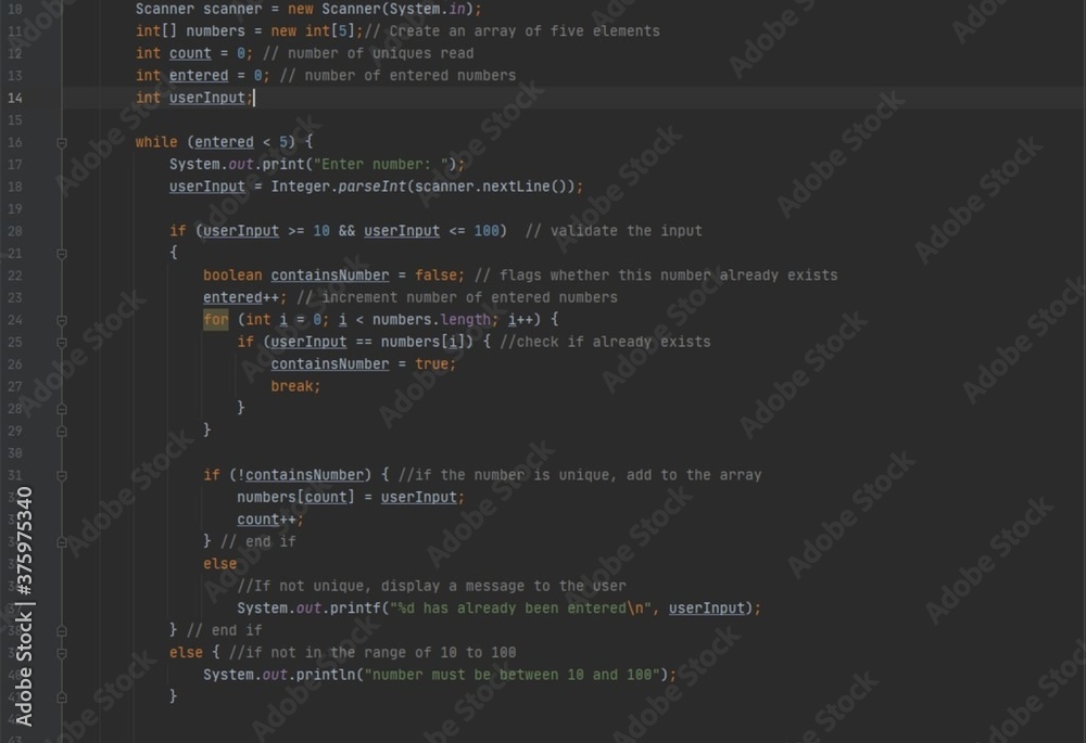 Digital text of java code. Stock Photo | Adobe Stock