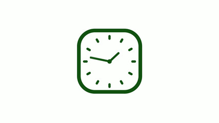 12 hours green dark counting down clock icon,square clock icon