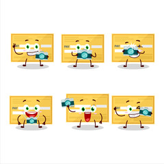 Wall Mural - Photographer profession emoticon with payment check paper cartoon character