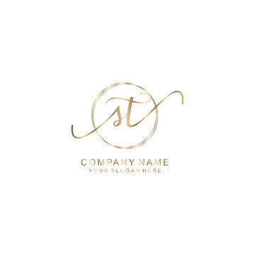 ST Initial handwriting logo template vector