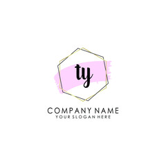 TY Initial handwriting logo template vector
