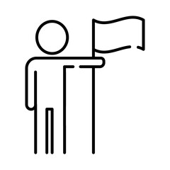 Poster - human figure avatar with flag line style icon