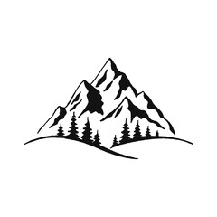 Hand drawn vector illustration of mountain landscape.