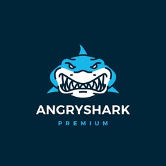 Poster - angry shark logo vector icon illustration